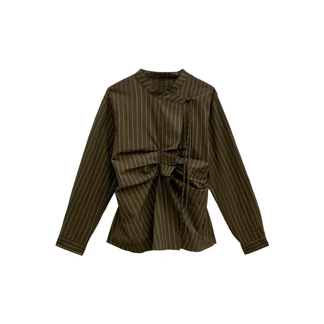 Women's Striped Shirt With Inner Design Green Stripes - Shop at LoveMi