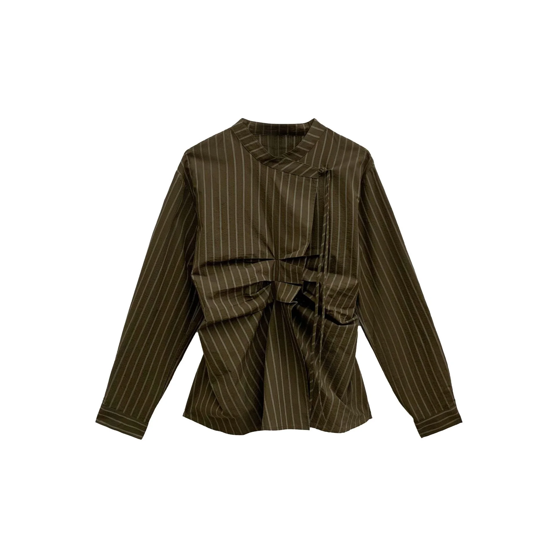 Women's Striped Shirt With Inner Design - Green Stripes