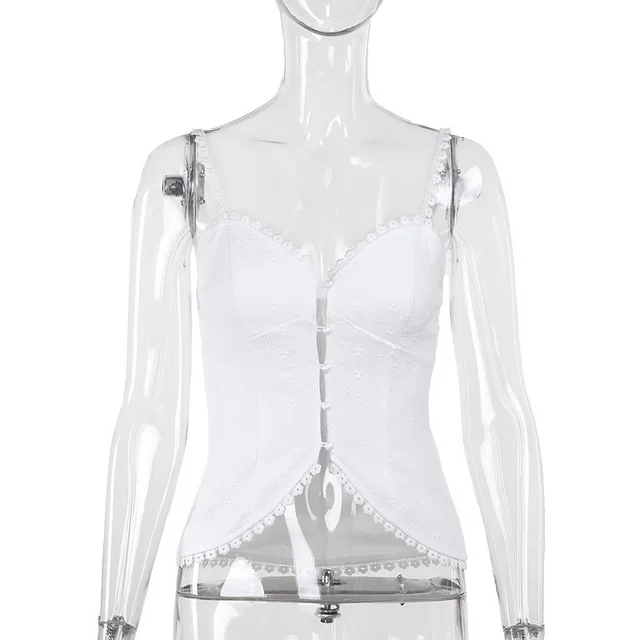 Women's Lace Edge Hollow out Camisole White Vest Top White - Shop at LoveMi