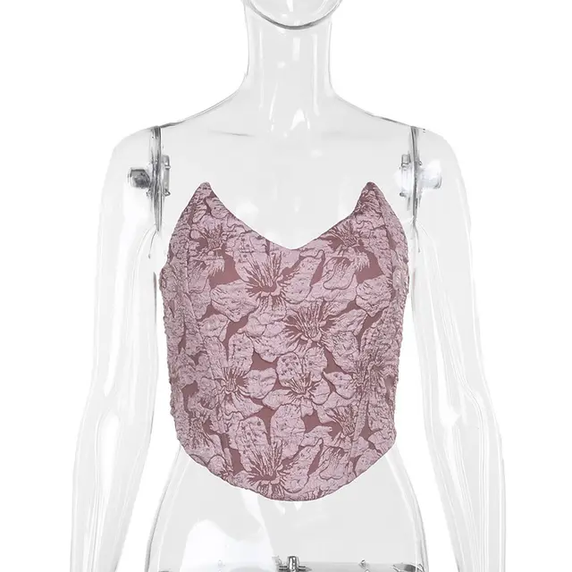 Summer Tube Top Fashion Jacquard Waist Top Lotus Pink - Shop at LoveMi