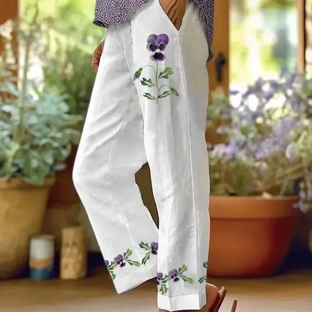Digital Flower Printing Rag eared Casual Pants Qy080Wt - Shop at LoveMi