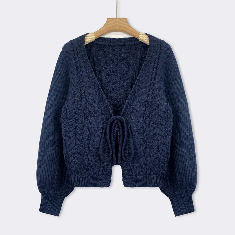Autumn And Winter Thin Idle Style Outer Design Blouse Deep V neck Top Sweater - Shop at LoveMi