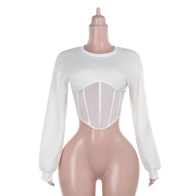 Women's Autumn Round Neck Loose Long Sleeves Waist tight Sweater White - Shop at LoveMi