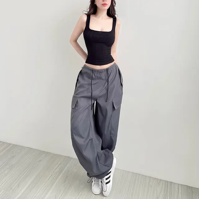 Autumn Women's Casual Functional Pocket Overalls Trousers Gray - Shop at LoveMi