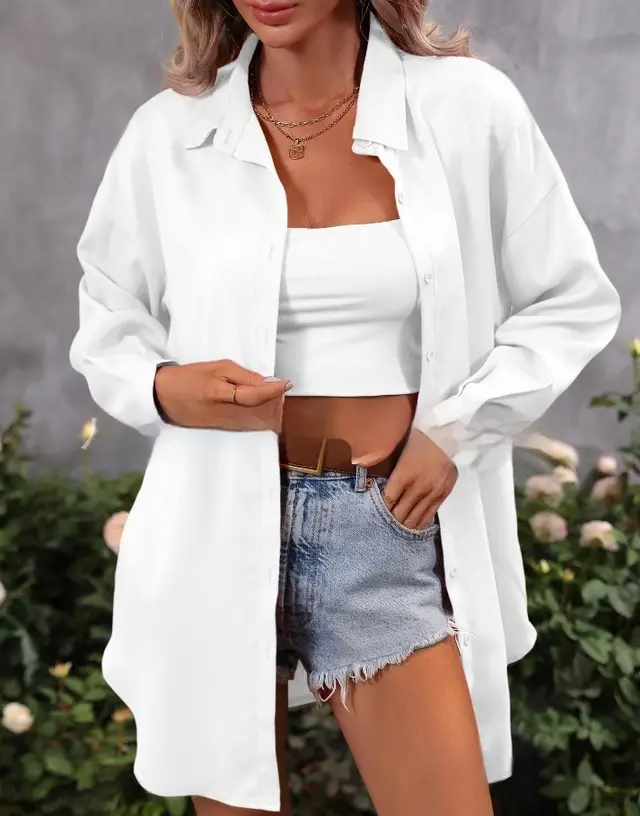 Fashion Loose Candy Color Long Sleeve Shirt Top White - Shop at LoveMi