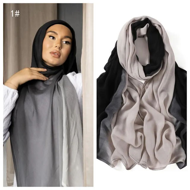 Hand painted Gradient Color Wide brimmed Rayon Lightweight Sunscreen Shawl Scarf 1 Black And Gray - Shop at LoveMi