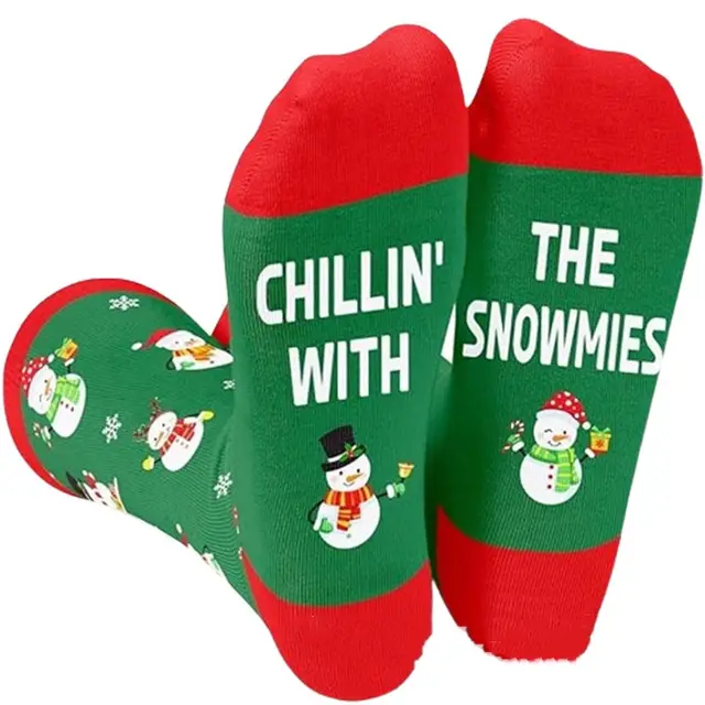 Christmas High top Letter Jacquard Cotton Socks Christmas Snowman Style - Shop at LoveMi