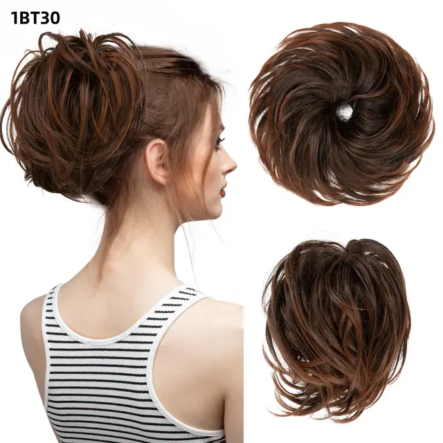 Bud Bun Artificial Hair Bun Natural Fluffy Long Beard Curly Hair Bun Lazy Updo Chignon 1Bt30Style - Shop at LoveMi