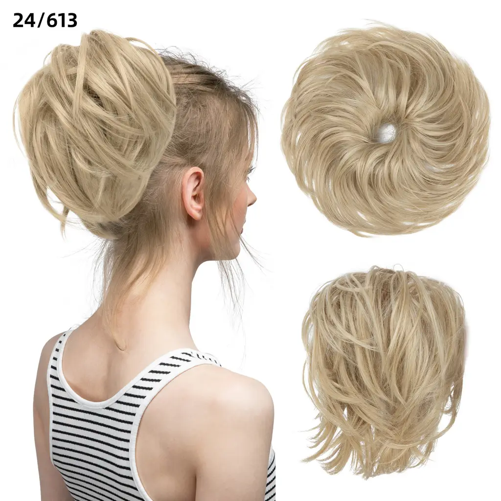 Bud Bun Artificial Hair Bun Natural Fluffy Long Beard Curly Hair Bun Lazy Updo Chignon - 24 613Style