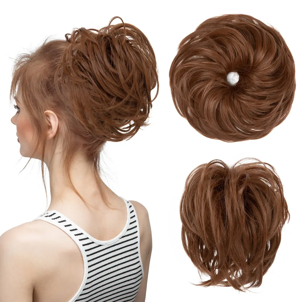 Bud Bun Artificial Hair Bun Natural Fluffy Long Beard Curly Hair Bun Lazy Updo Chignon - 30 Style