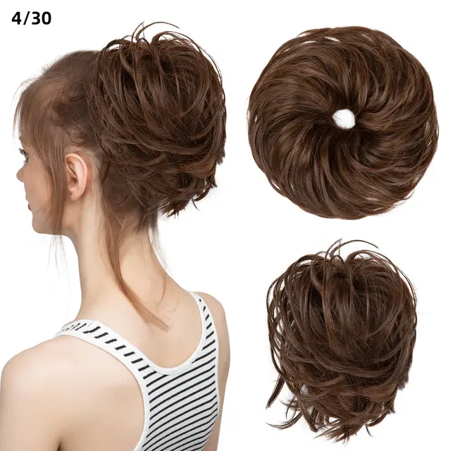 Bud Bun Artificial Hair Bun Natural Fluffy Long Beard Curly Hair Bun Lazy Updo Chignon 4 30 Style - Shop at LoveMi