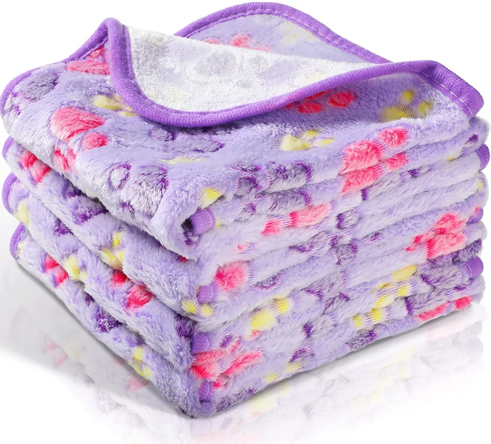 Pet Blanket Dog Cat Coral Fleece Blanket Purple Dog'S Paw - Shop at LoveMi