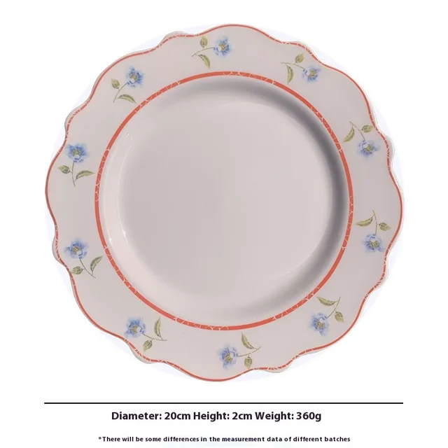 Blue Color Cute Cartoon Plate Creative Tableware Blue Flower Crack Lace Plate - Shop at LoveMi