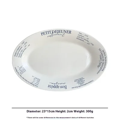 Blue Color Cute Cartoon Plate Creative Tableware Dark Blue French Oval Disk - Shop at LoveMi