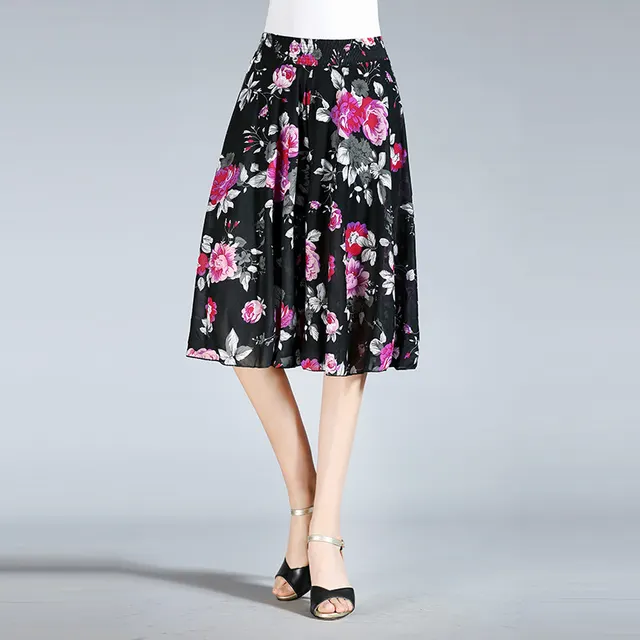 Summer Middle aged And Elderly Women's Floral Elastic Waist Culottes K102 - Shop at LoveMi