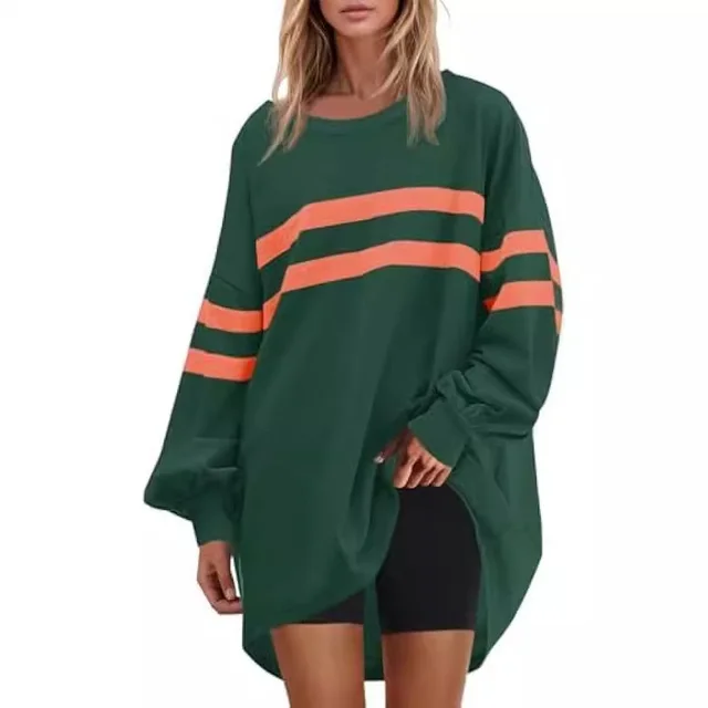 Women's Round Neck Loose Pullover Sweater Green - Shop at LoveMi