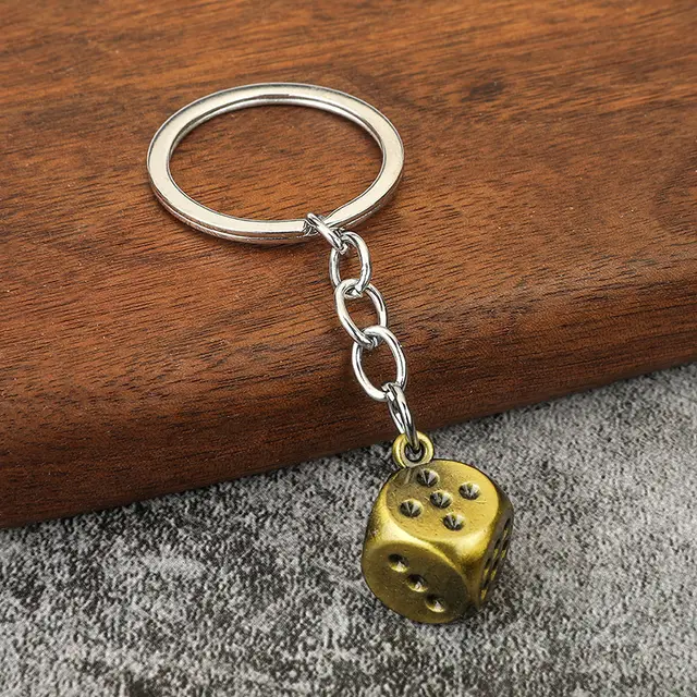 Zinc Alloy Playing Cards Gambler Dice Mahjong Keychain Antique Brass - Shop at LoveMi