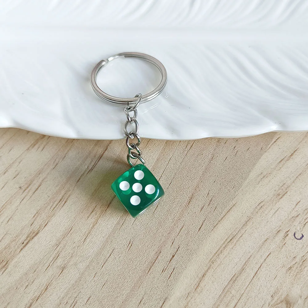 Creative Small Size Dice Keychain DIY Bag Bag Charm - Dark Green