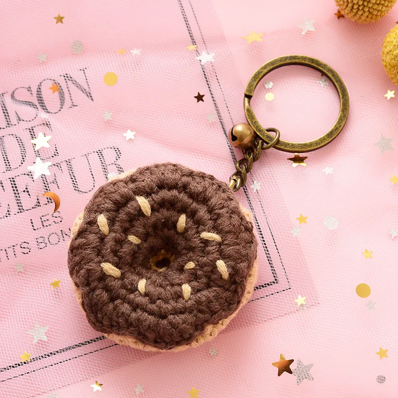 Girl Cute Ins Hand woven Key Ring Circle Doughnuts - Shop at LoveMi