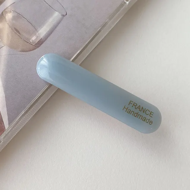 Female Color Oval Acetate Hair Clip Bar Shaped Clip Blue - Shop at LoveMi