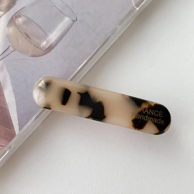 Female Color Oval Acetate Hair Clip Bar Shaped Clip Light Hawksbill - Shop at LoveMi