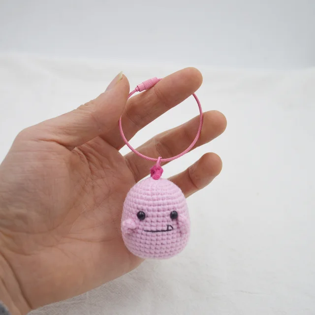 Little Dinosaur Knitted Pendant Key Ring Pink Pink Buckle - Shop at LoveMi