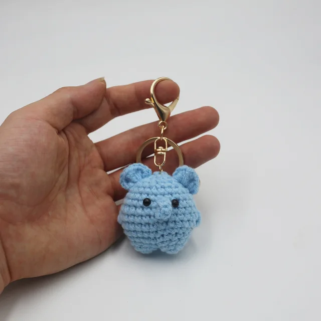 Wool Animal Keychain Handmade Woven Accessories Baby Elephant Gold Buckle - Shop at LoveMi