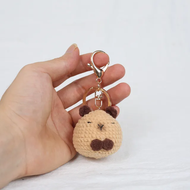 Kappabala Rabbit Keychain Hand woven Small Animal Pendant Khaki Gold Buckle - Shop at LoveMi