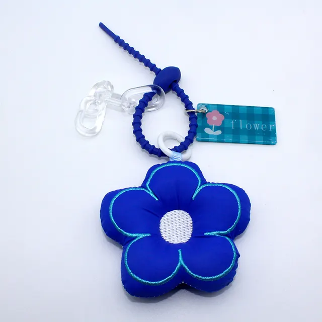 Creative Cute Flowers Keychain Plush Pendant Female Ins Style Low Matching Blue - Shop at LoveMi