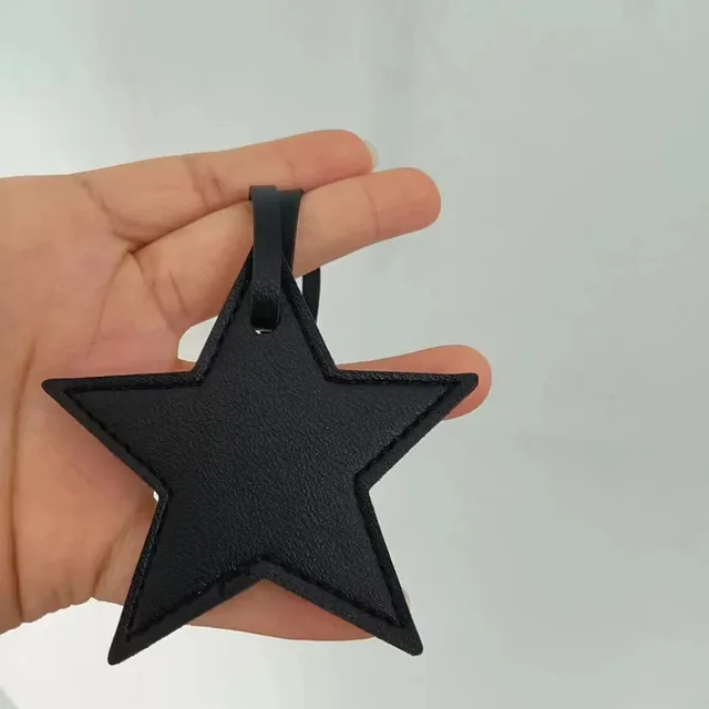 Leather Five pointed Star Keychain Pendant Bag Ornament Black - Shop at LoveMi