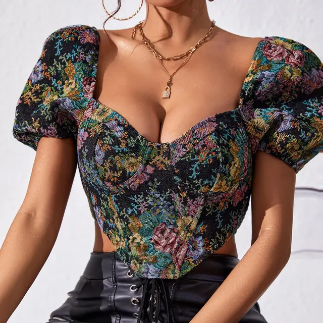 Backless Puff Sleeve Fishbone Sling Niche Court Retro Vest Black - Shop at LoveMi