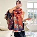 Vintage Plum Scarf Women's Artificial Cashmere Thickened Double-sided Student Shawl - Orange