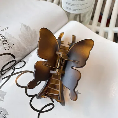 Summer Retro Elegant Butterfly Barrettes High grade Large Size Black Coffee - Shop at LoveMi