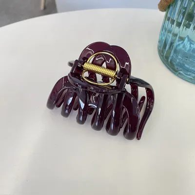 French Elegance Large Pumpkin Hair Claw Back Head Purplish Red Jelly - Shop at LoveMi