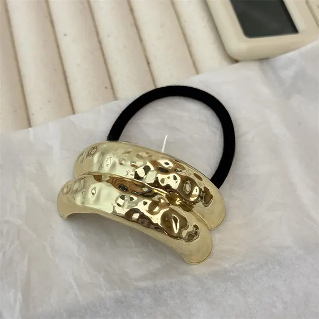 Special interest Design Personality Alloy Concave convex Elastic Hair Ring Versatile Cold Geometric Retro Temperament Headband Convex Gold - Shop at LoveMi