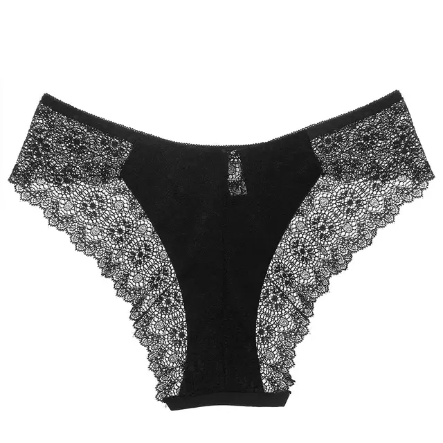 Exquisite Embroidery Gorgeous Transparent Pure Desire Low Waist Panties Black - Shop at LoveMi