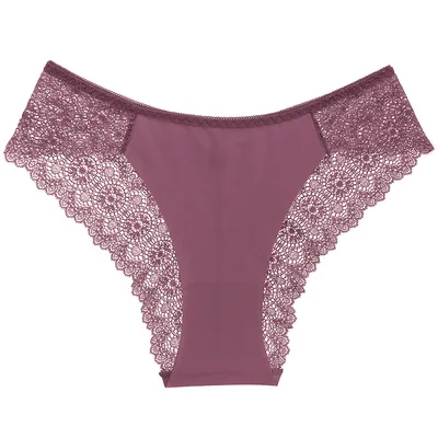 Exquisite Embroidery Gorgeous Transparent Pure Desire Low Waist Panties Purple - Shop at LoveMi