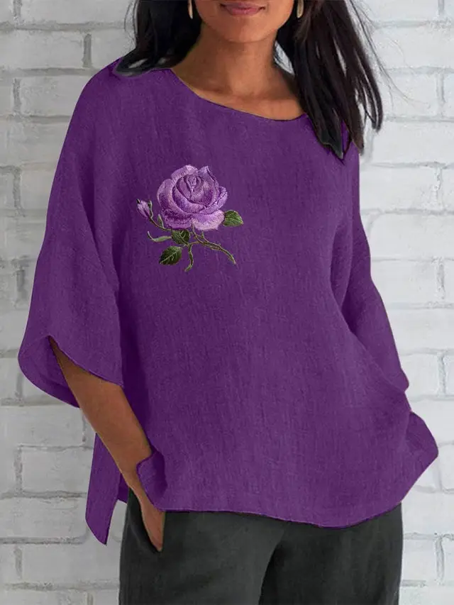 Plus Size Round Neck Long Sleeve T shirt 3D Digital Printing European And American Plus Size 2Color - Shop at LoveMi