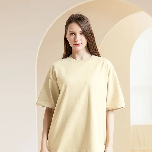 Pure Cotton Loose Shoulder Solid Color Round Neck Vest Beige - Shop at LoveMi