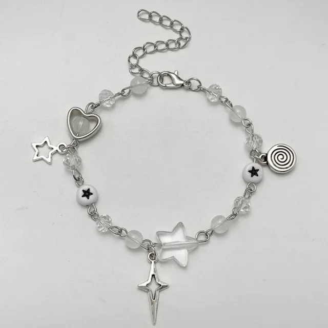 Hollow Five pointed Star Handmade Guitar Pendant Bracelet Silver - Shop at LoveMi