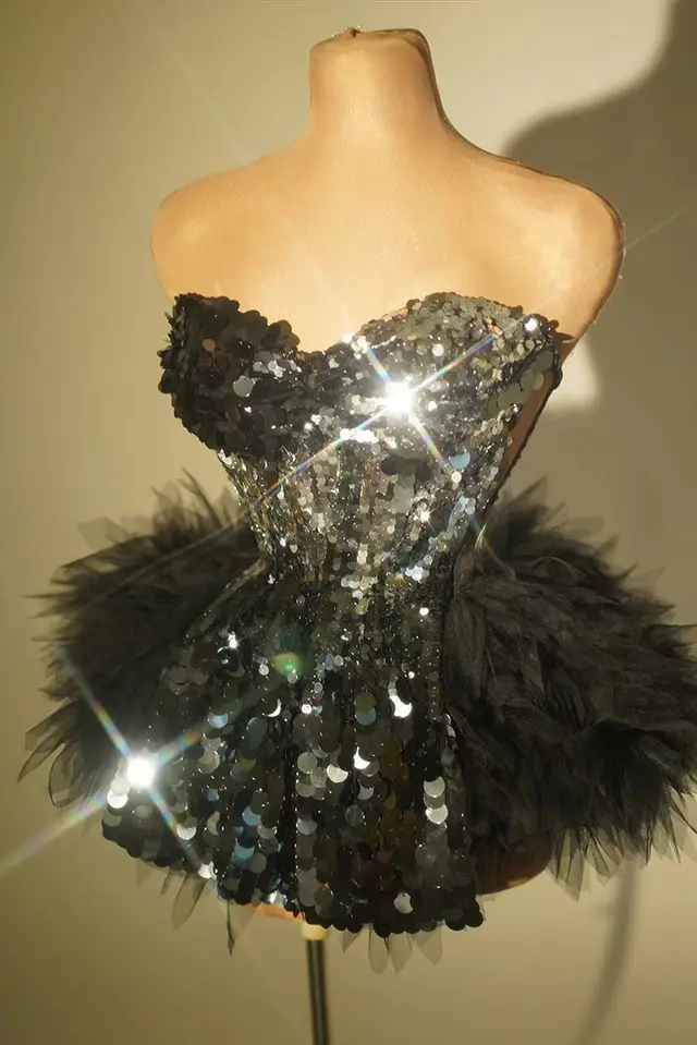 Women's Tube Top Rhinestone Chain Skirt Outfit Style 7 - Shop at LoveMi