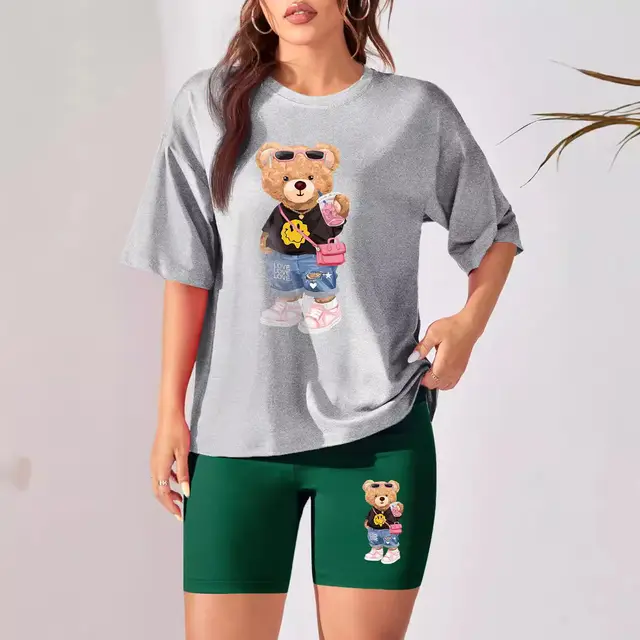 Fashionable Versatile Short Sleeve Shorts Suit Light Gray - Shop at LoveMi