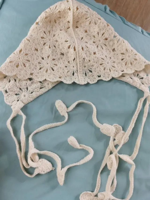 Bohemian Handmade Knitted Flower Tassel Bag Cap Beige - Shop at LoveMi