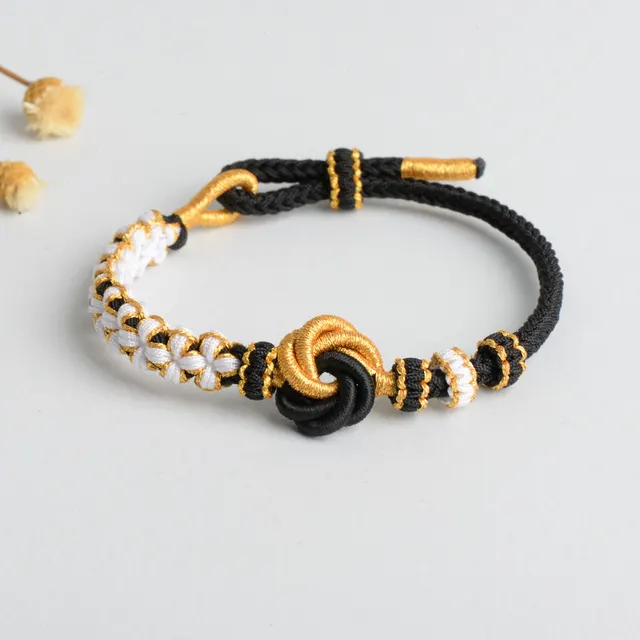 Diy Hand woven Knot Bracelet Peach Blossom Knot Carrying Strap Wearable Shipping Beading Accessories Bracelet Black - Shop at LoveMi