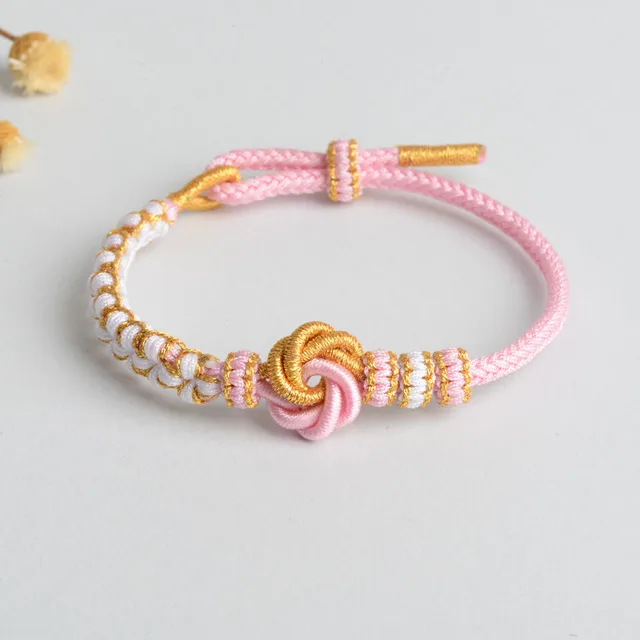 Diy Hand woven Knot Bracelet Peach Blossom Knot Carrying Strap Wearable Shipping Beading Accessories Bracelet Light Pink - Shop at LoveMi