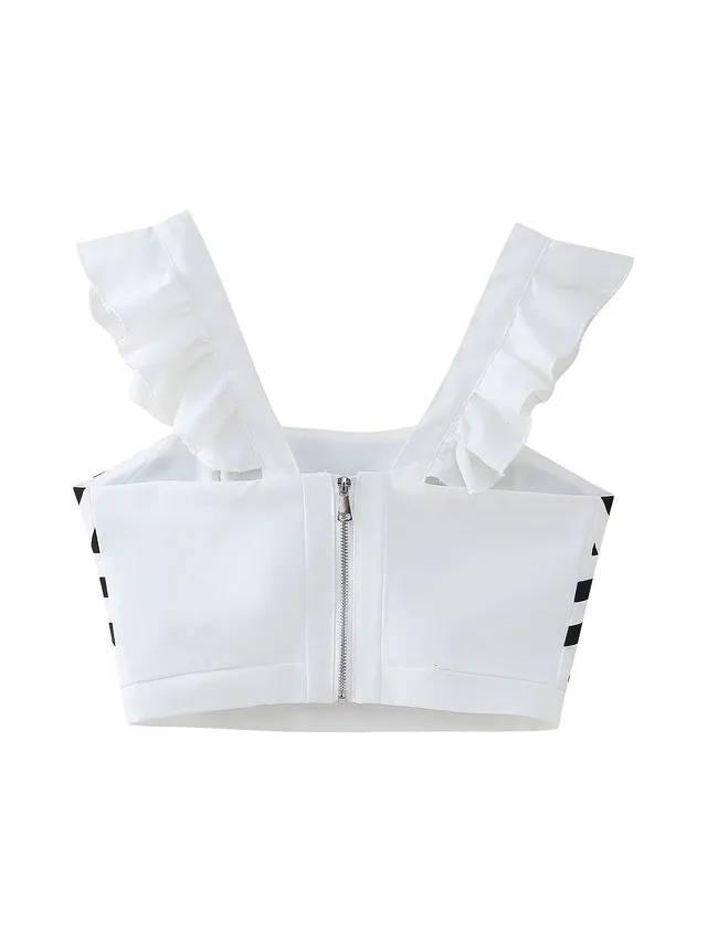 Metal Zipper Sling Top And Skirt Suit White Top - Shop at LoveMi