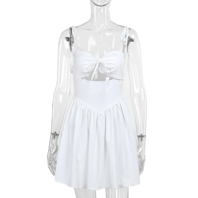 Fashionable Elegant Slim fit Hollow out Pleated Dress Women White - Shop at LoveMi