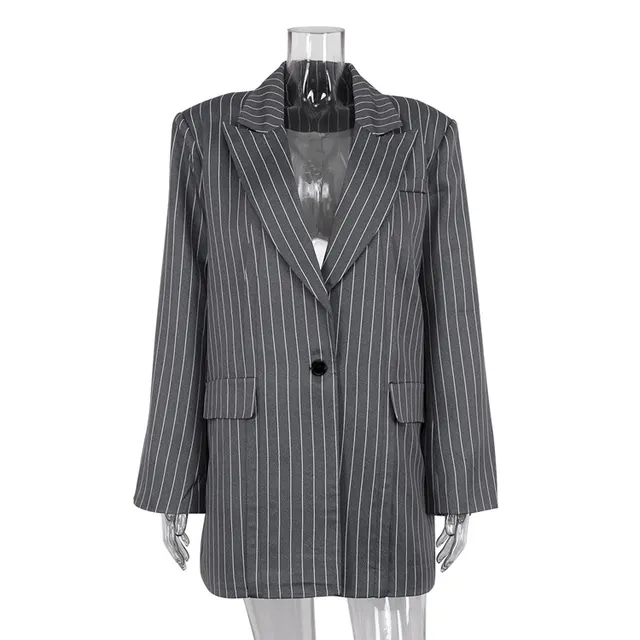 Striped Blazer & Skirt Suit Two piece Suit Gray - Shop at LoveMi
