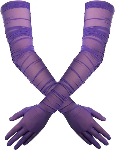 Women's Elegant Long Opera Gloves Mesh Gauze Purple - Shop at LoveMi