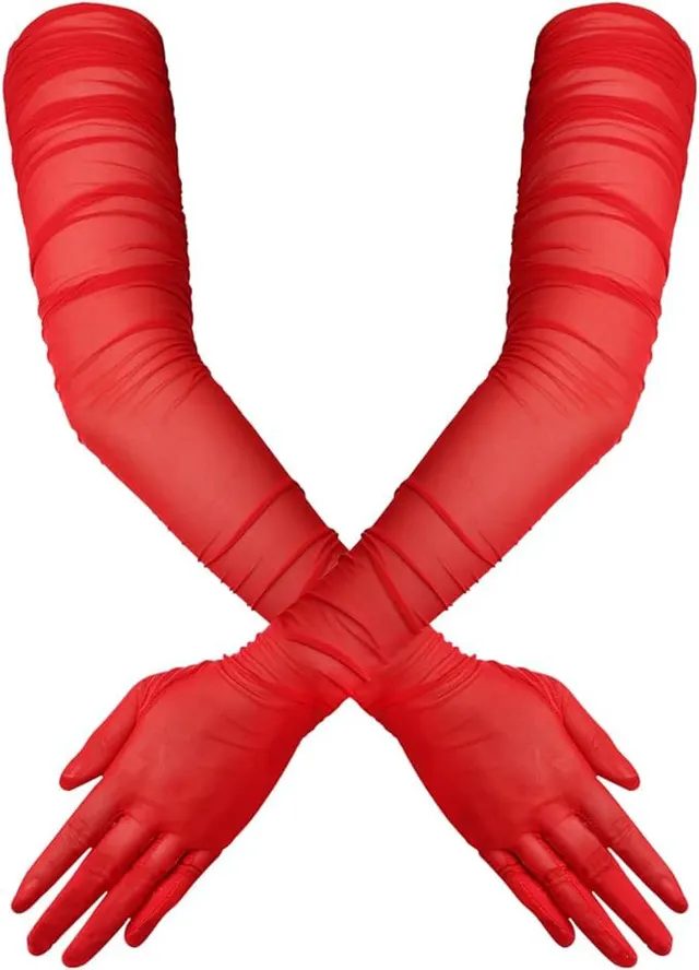 Women's Elegant Long Opera Gloves Mesh Gauze Red - Shop at LoveMi